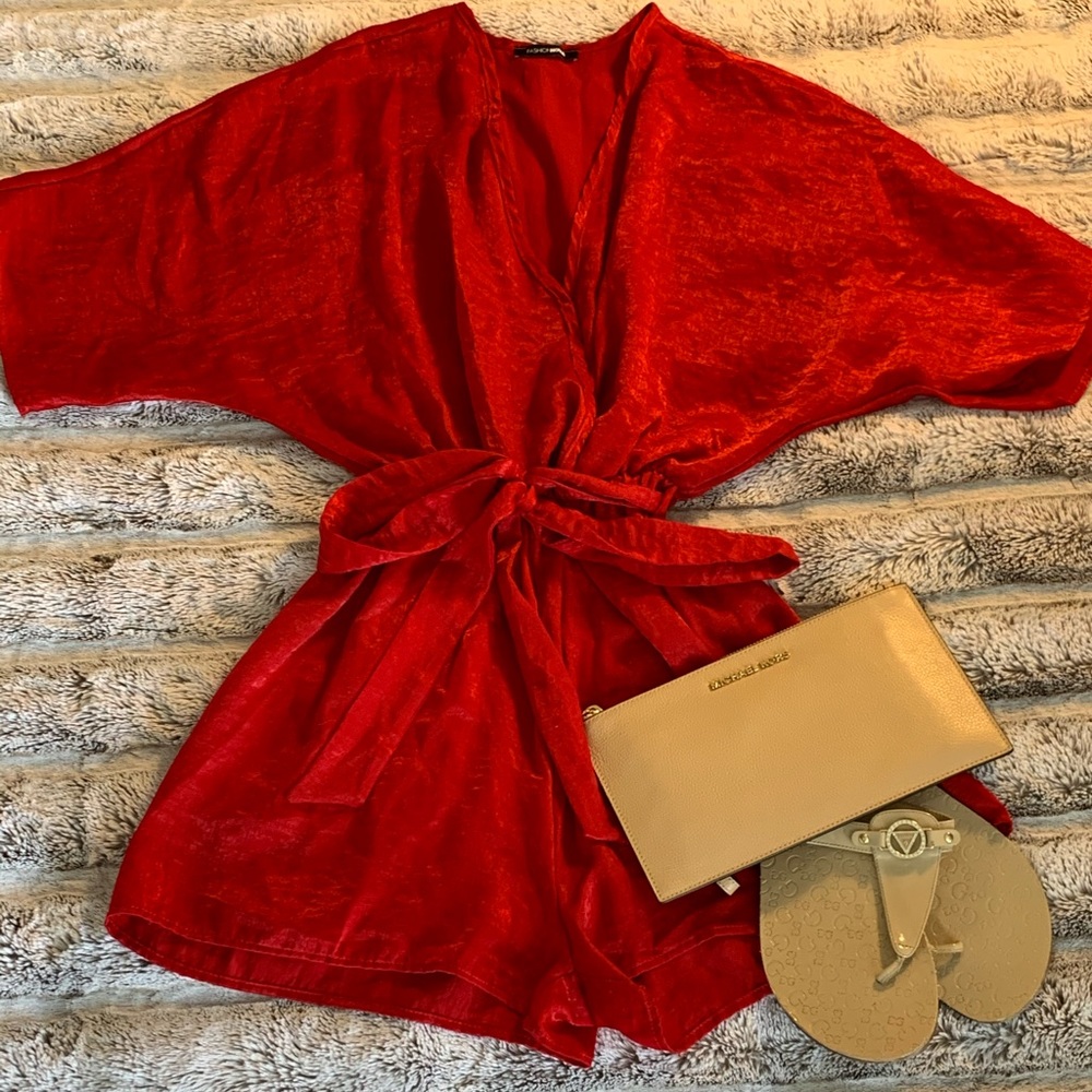Super sexy, red romper.